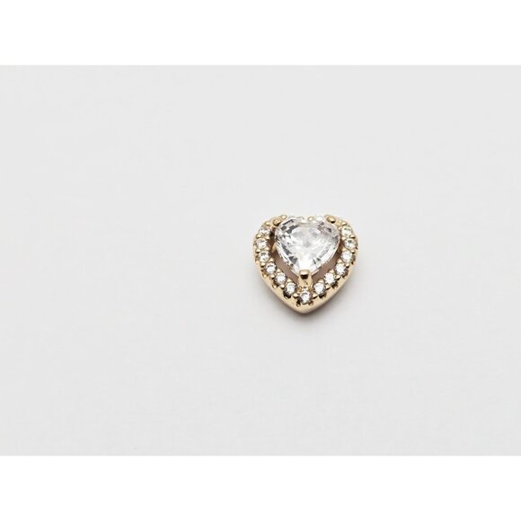 Beautiful 14K Karat Solid Yellow Gold Designer Heart Shaped CZ Charm Pendant - Picture 5 of 14
